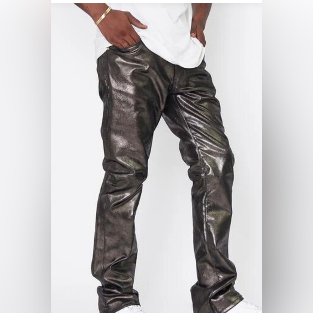 Golden Denim Metallic Flare Jeans W36